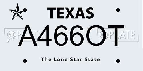 A466OT Texas License Plate
