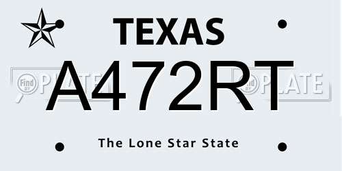 A472RT Texas License Plate
