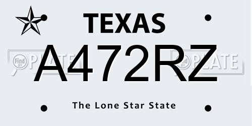 A472RZ Texas License Plate