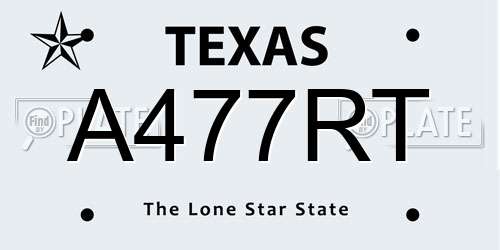 A477RT Texas License Plate
