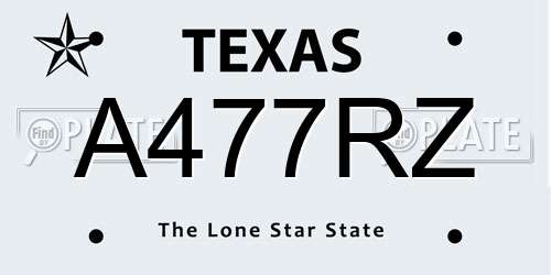 A477RZ Texas License Plate