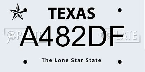 A482DF Texas License Plate
