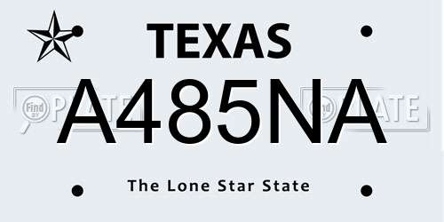 A485NA Texas License Plate