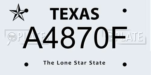 A4870F Texas License Plate