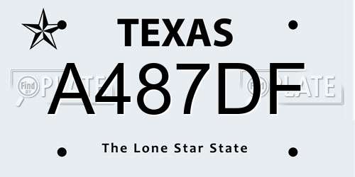 A487DF Texas License Plate
