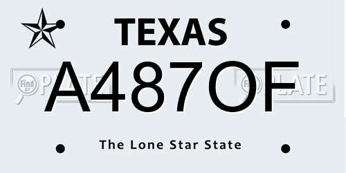 A487OF Texas License Plate