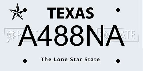 A488NA Texas License Plate