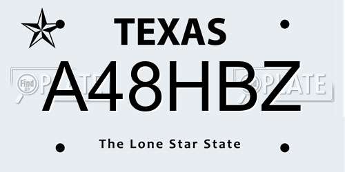 A48HBZ Texas License Plate
