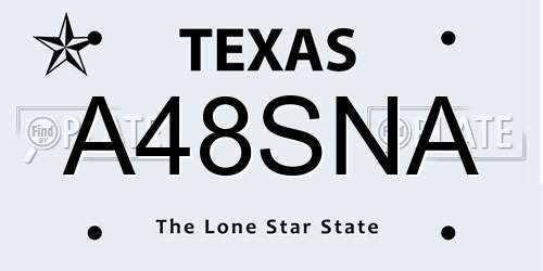 A48SNA Texas License Plate