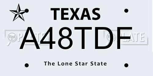 A48TDF Texas License Plate