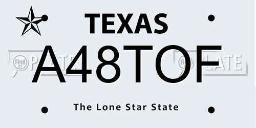 A48TOF Texas License Plate