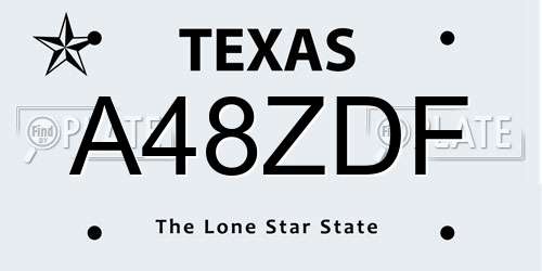 A48ZDF Texas License Plate