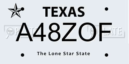 A48ZOF Texas License Plate