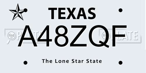 A48ZQF Texas License Plate