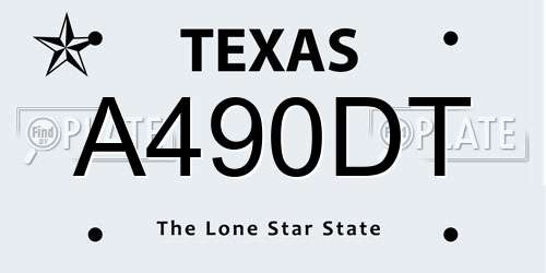 A490DT Texas License Plate
