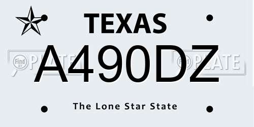 A490DZ Texas License Plate
