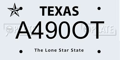 A490OT Texas License Plate