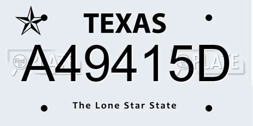 A49415D Texas License Plate