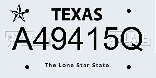 A49415Q Texas License Plate