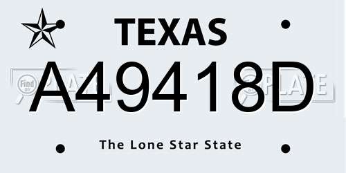 A49418D Texas License Plate