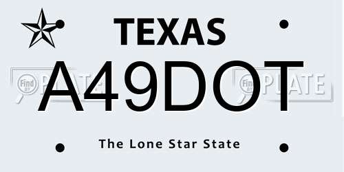 A49DOT Texas License Plate