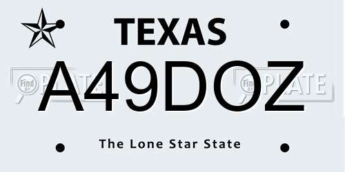 A49DOZ Texas License Plate
