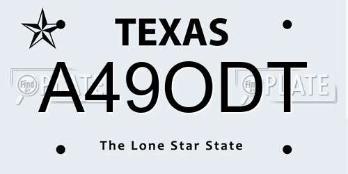 A49ODT Texas License Plate