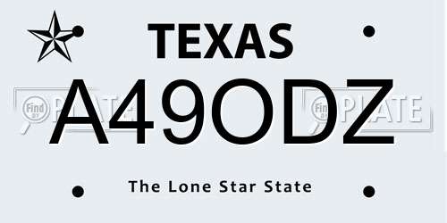 A49ODZ Texas License Plate