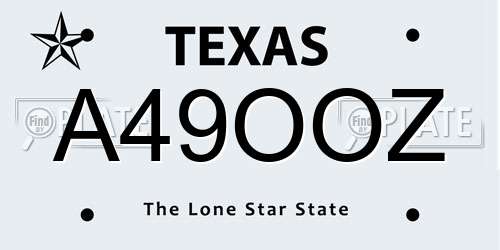 A49OOZ Texas License Plate
