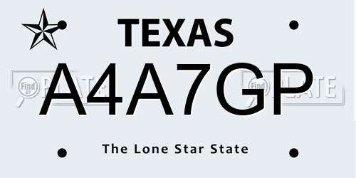 A4A7GP Texas License Plate