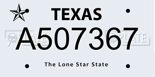 A507367 Texas License Plate