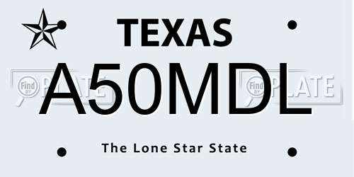 A50MDL Texas License Plate