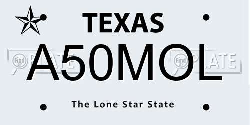 A50MOL Texas License Plate