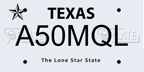 A50MQL Texas License Plate