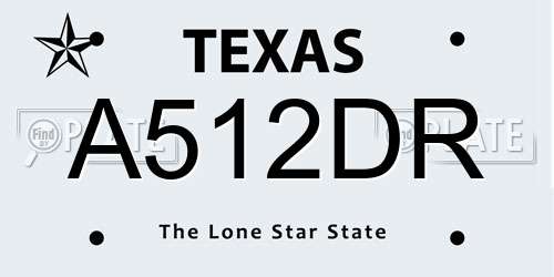 A512DR Texas License Plate