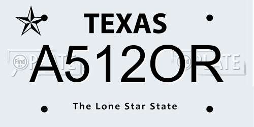 A512OR Texas License Plate