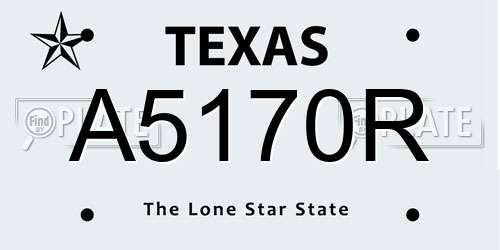 A5170R Texas License Plate