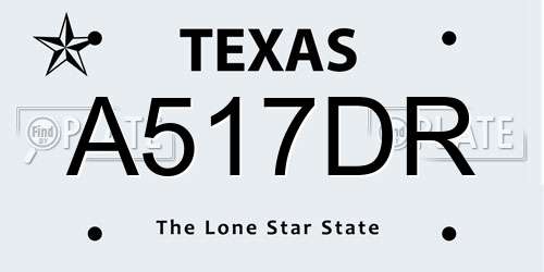 A517DR Texas License Plate