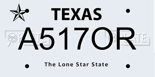 A517OR Texas License Plate