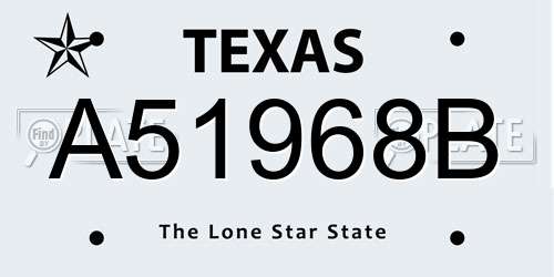 A51968B Texas License Plate