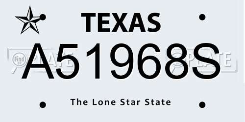 A51968S Texas License Plate