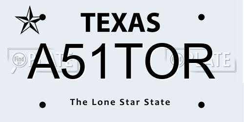 A51TOR Texas License Plate