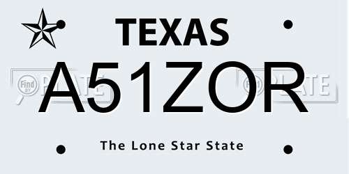 A51ZOR Texas License Plate