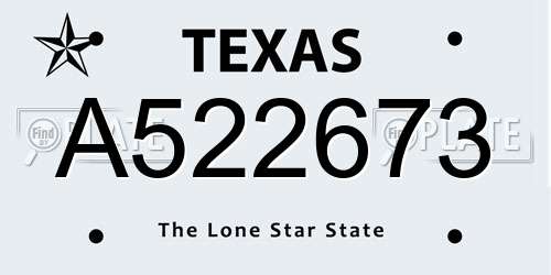 A522673 Texas License Plate