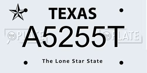 A5255T Texas License Plate