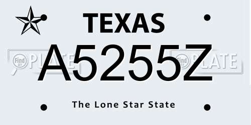 A5255Z Texas License Plate