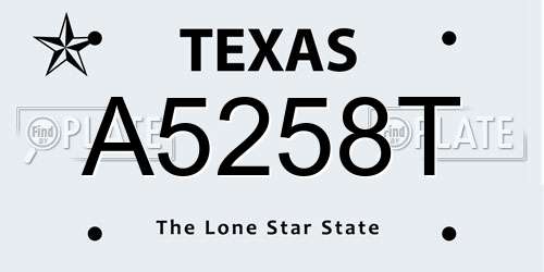 A5258T Texas License Plate