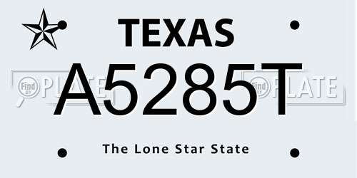 A5285T Texas License Plate