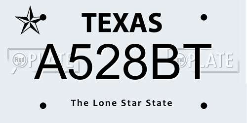 A528BT Texas License Plate