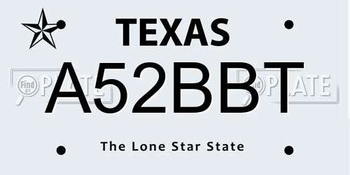 A52BBT Texas License Plate